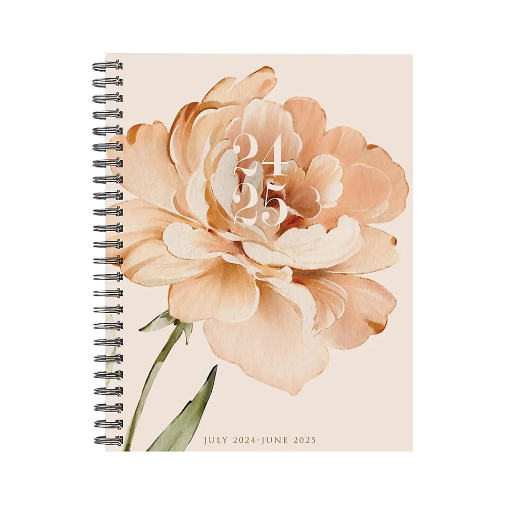 Academic Planners|Willow Creek 2024-2025 Perfect Peony 8.5" x 11" Academic Weekly & Monthly Planner, Beige/Green (47590)