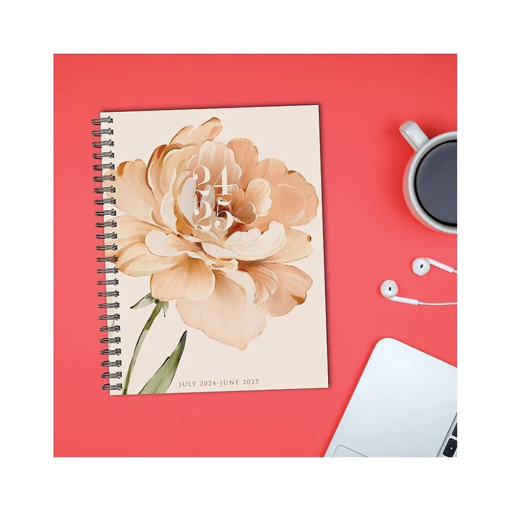 Academic Planners|Willow Creek 2024-2025 Perfect Peony 8.5" x 11" Academic Weekly & Monthly Planner, Beige/Green (47590)