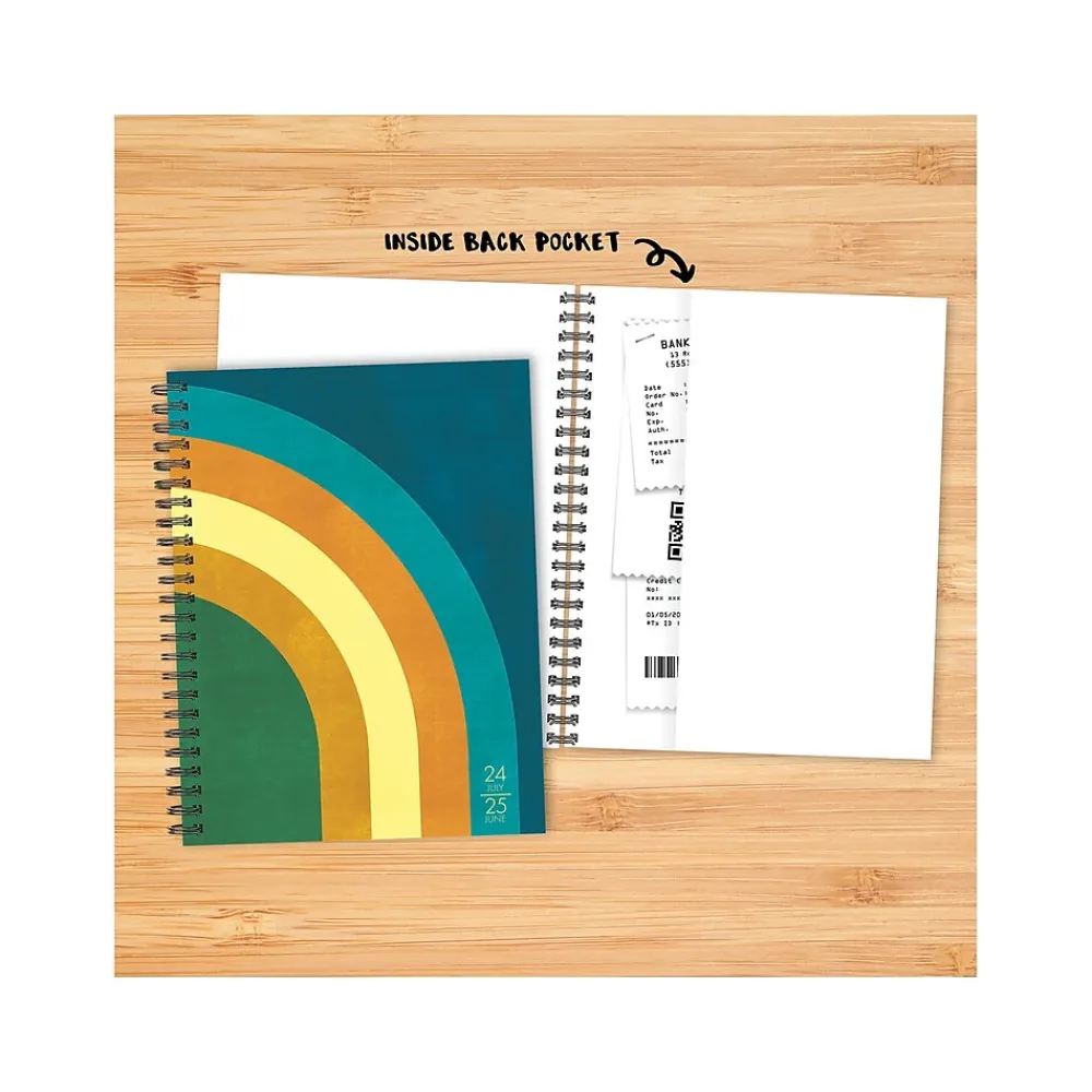 Academic Planners|Willow Creek 2024-2025 Retro Rainbow 6.5" x 8.5" Academic Weekly & Monthly Planner, Paper Cover, Multicolor (47767)