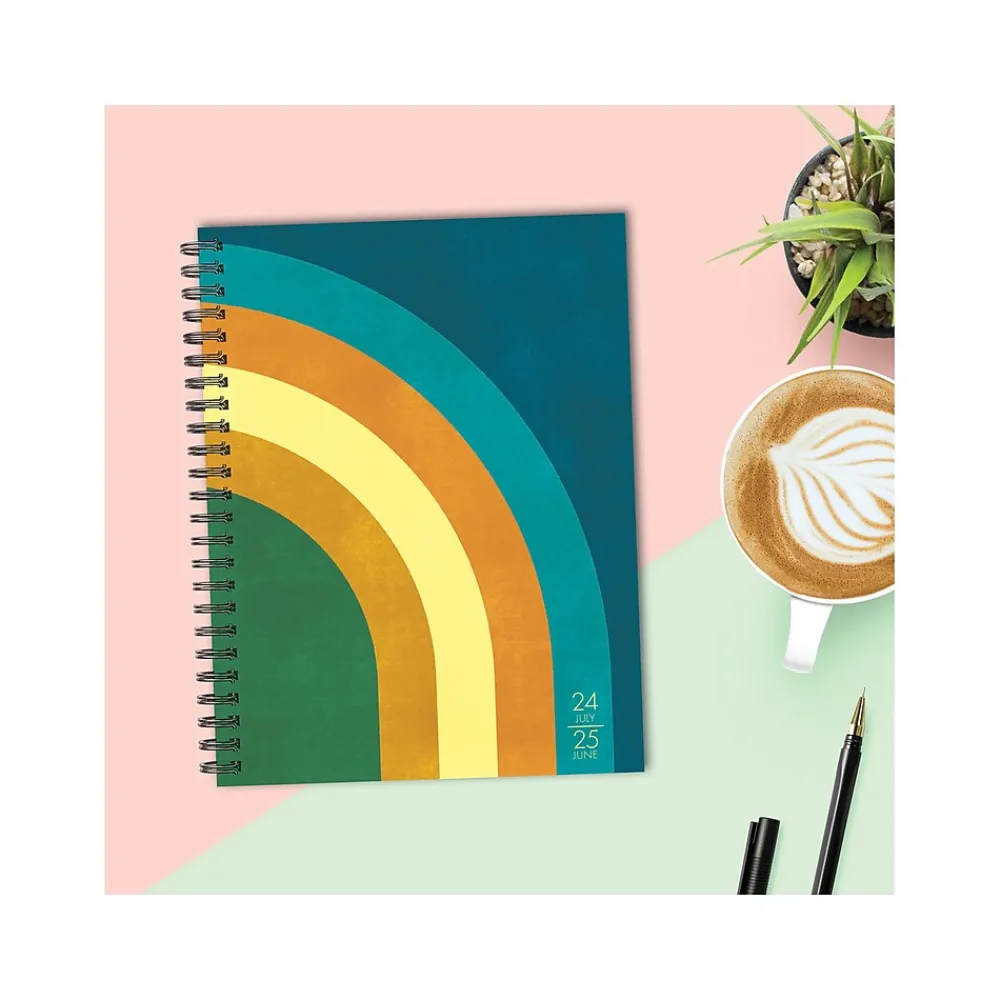 Academic Planners|Willow Creek 2024-2025 Retro Rainbow 6.5" x 8.5" Academic Weekly & Monthly Planner, Paper Cover, Multicolor (47767)