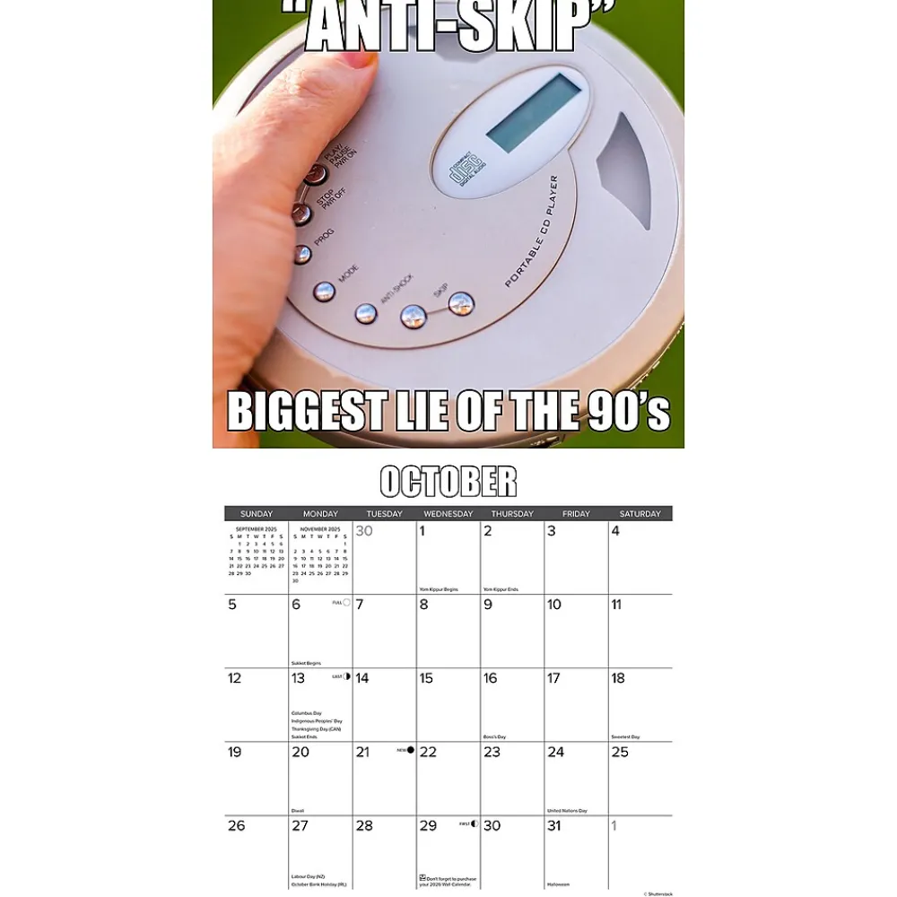 2025 Calendars|Willow Creek 2025 Totally 90s 12" x 12" Monthly Wall Calendar (45138)