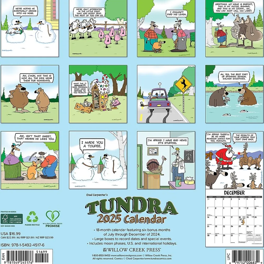 2025 Calendars|Willow Creek 2025 Tundra Comics 12" x 12" Monthly Wall Calendar (45176)