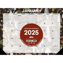2025 Calendars|Willow Creek 2025 Woodland Mushroom 17" x 12" Monthly Desk Pad Calendar (47866)