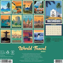 2025 Calendars|Willow Creek 2025 World Travel Art Posters 12" x 12" Monthly Wall Calendar (45510)
