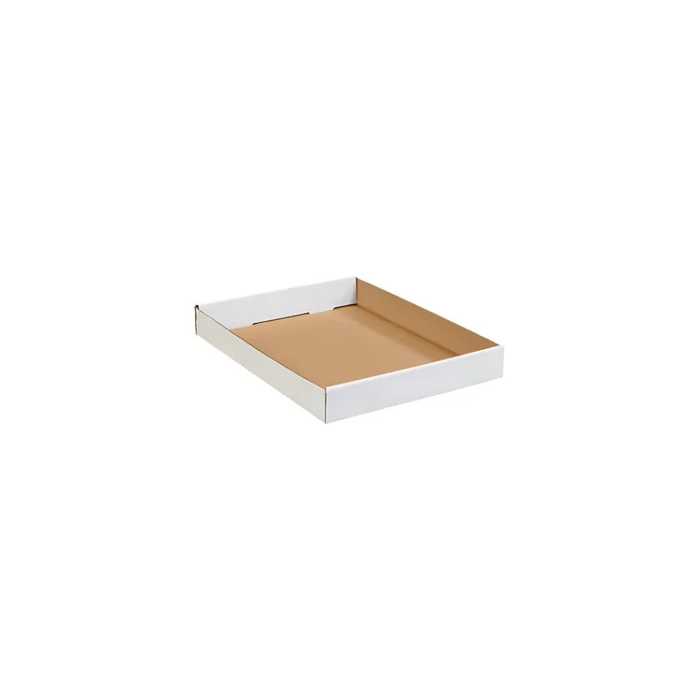 Clearance Unbranded 15" x 12" x 1.75" Corrugated Trays, 32 ECT, White, 50/Bundle (15122CTW)