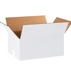 Discount SI Products 18" x 12" x 8" Kraft Corrugated Boxes, White, 25/Bundle (18128W)