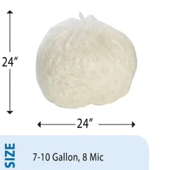 7-10 Gallon Industrial Trash Bag, 24" x 24", High Density, 8 mic, Natural, 1000 Bags/Box (8105015171363)<AbilityOne Best