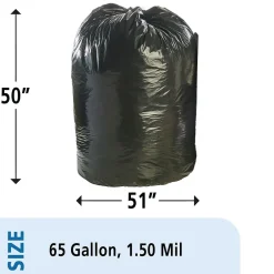 Envision 65 Gallon Industrial Trash Bag, 50" x 51", Low Density, 1.5 mil, Brown/Black, 100 Bags/Box (8105013862428)<AbilityOne Discount