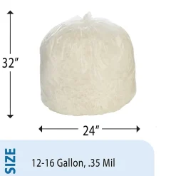 Envision LLDPE 12-16 Gallon Industrial Trash Bag, 24" x 32", Low Density, 0.35 mil, Clear, 500 Bags/Box (LD1216L)<AbilityOne