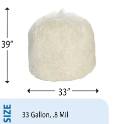 Envision LLDPE 33 Gallon Industrial Trash Bag, 33" x 39", Low Density, 1.3 mil, Clear, 100 Bags/Box (LD33XH 33X39)<AbilityOne Outlet