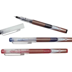 Pens|AbilityOne Skilcraft Needle Point Free Ink Rollerball Pens, Fine Point, Blue Ink / Blue Barrel, 12/Pk