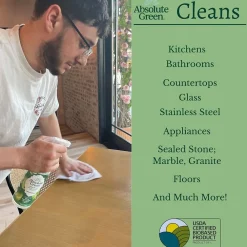 Natural Multipurpose Cleaner, Peppermint Scent, 25 Fl Oz., 2/Pack (PEPALL-2PK)<Absolute Green