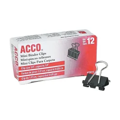 Clips & Fasteners|ACCO Binder Clips, Mini, Black, Dozen (A7072010)