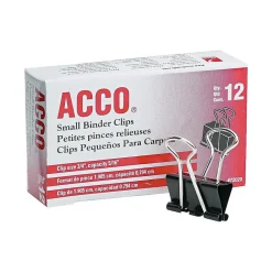 Clips & Fasteners|ACCO Small Binder Clips, Black, 12/Box (A7072020)