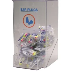 Accuform Plastic PPE Small Ear Plug Dispenser with Hinged Lid, Clear Plastic, HDH104 (HDH104)