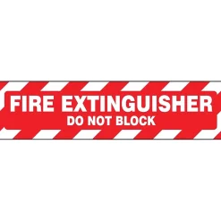 Accuform Slip-Gard FIRE EXTINGUISHER DO NOT BLOCK Border Floor Sign, White/Red, 6"H x 24"W (PSR273)