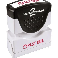 Stamps & Stamp Pads|Accu-Stamp 2 One-Color Pre-Inked Shutter Message Stamp, PAST DUE, 1/2" x 1-5/8" Impression, Red Ink (035571)