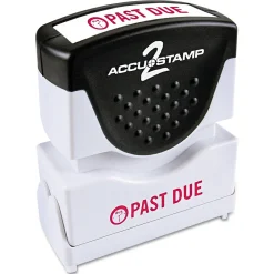 Stamps & Stamp Pads|Accu-Stamp 2 One-Color Pre-Inked Shutter Message Stamp, PAST DUE, 1/2" x 1-5/8" Impression, Red Ink (035571)