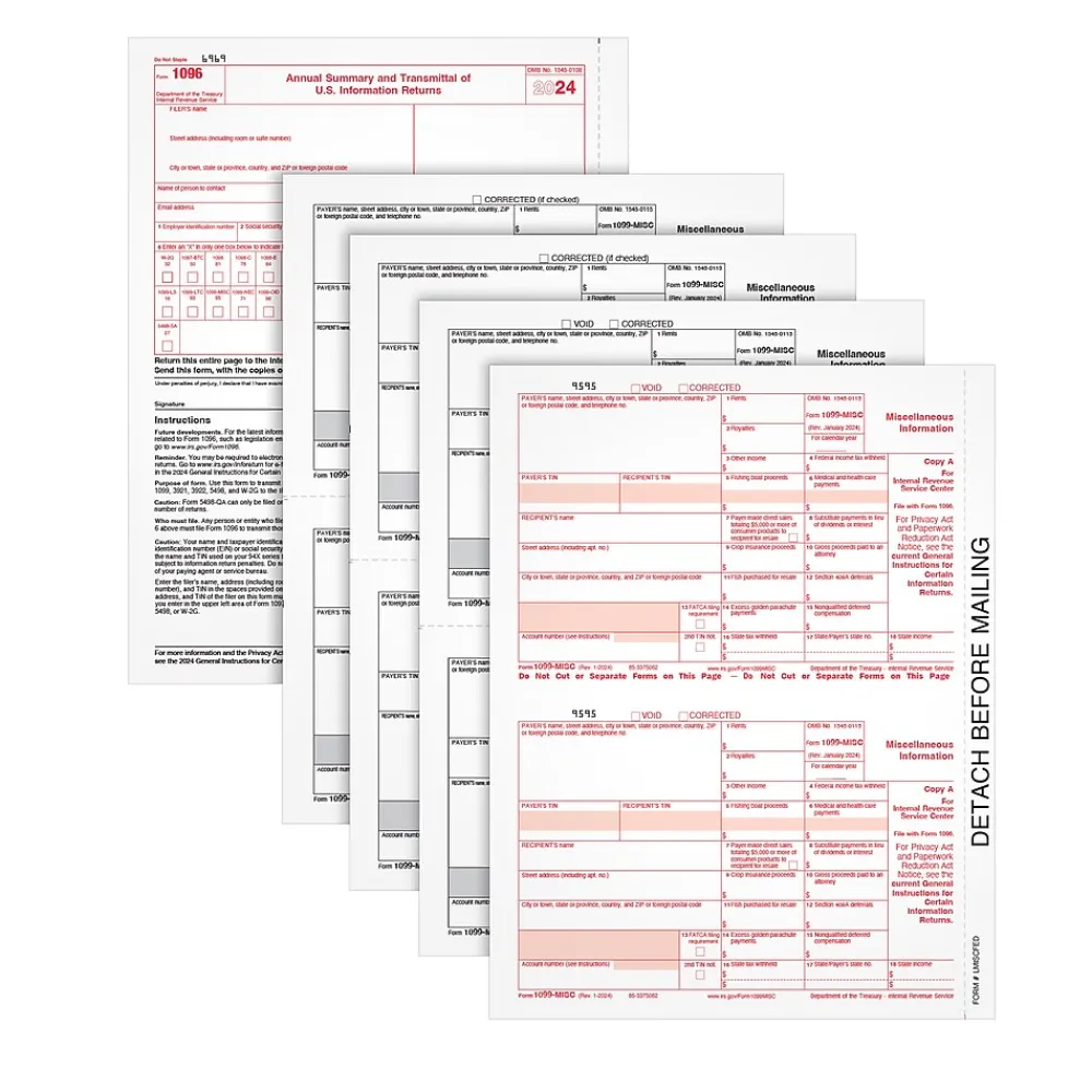 Tax Forms*Adams 2024 1099-MISC 4-Part Laser/Inkject Tax Forms and software, 50/pack (6103Q)
