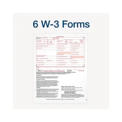 Tax Forms*Adams 2024 W-2 Tax Form with W-3 Forms and Access to Tax Forms Helper, 6-Part, 2-Up, Copy A, 1, B, C, 2, D, 50/Pack