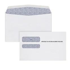 Clearance Adams Gummed Double Window 1095 B&C Tax Form Envelopes, White, 100/Pack (DW1095BC18-S)