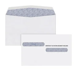 New Adams Gummed Double Window Envelope for Tax Form, 5 5/8" x 9", White, 100/Pack (DW4ALT100)