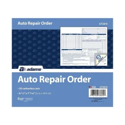 Business Forms*Adams 3-Part Carbonless Auto Repairs, 8.5"L x 7.44"W, 50 Sets/Book (GT3870)