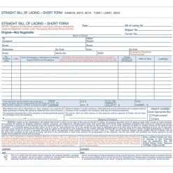 Business Forms*Adams 3-Part Carbonless Bill of Lading, 8-1/2" x 7-7/16", 50 Sets/Book (9013)