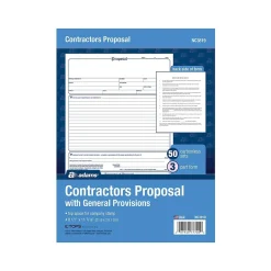 Business Forms*Adams 3-Part Carbonless Contractor Proposal Forms, 8.5" x 11.44", 50 Sets/Book (NC3819)