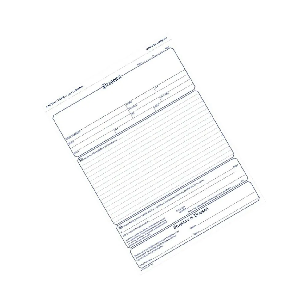 Business Forms*Adams 3-Part Carbonless Contractor Proposal Forms, 8.5" x 11.44", 50 Sets/Book (NC3819)