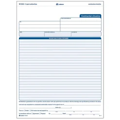 Business Forms*Adams 3-Part Carbonless Contractors Invoice Forms, 8.5"W x 11.44"L, 100/Pack (ABF NC3822)