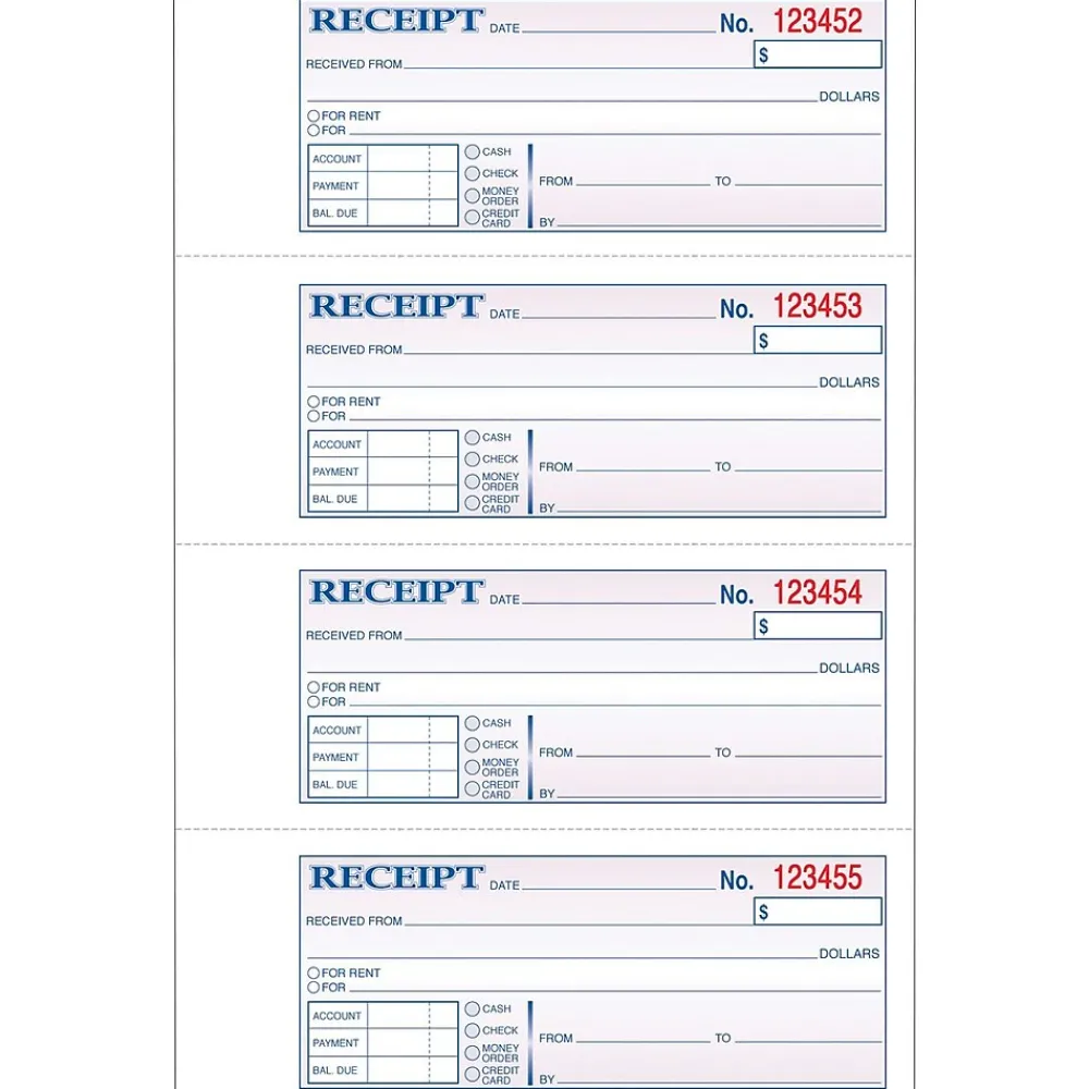 Accounting & Record Journals*Adams 3-Part Carbonless Receipt Book, 10.88" x 7.63", 100 Sets/Book (TC1182)