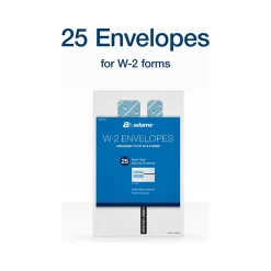Online Adams Self-Seal Security-Tinted Double-Window W-2 Tax Envelope, White, 25/Pack (STAX2-24)