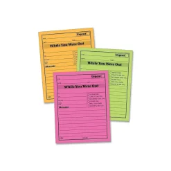 Notepads|Adams While You Were Out Memo Pads, 4.25" x 5.5", Assorted Colors, 50 Sheets/Pad, 6 Pads/Pack (9711NEON)