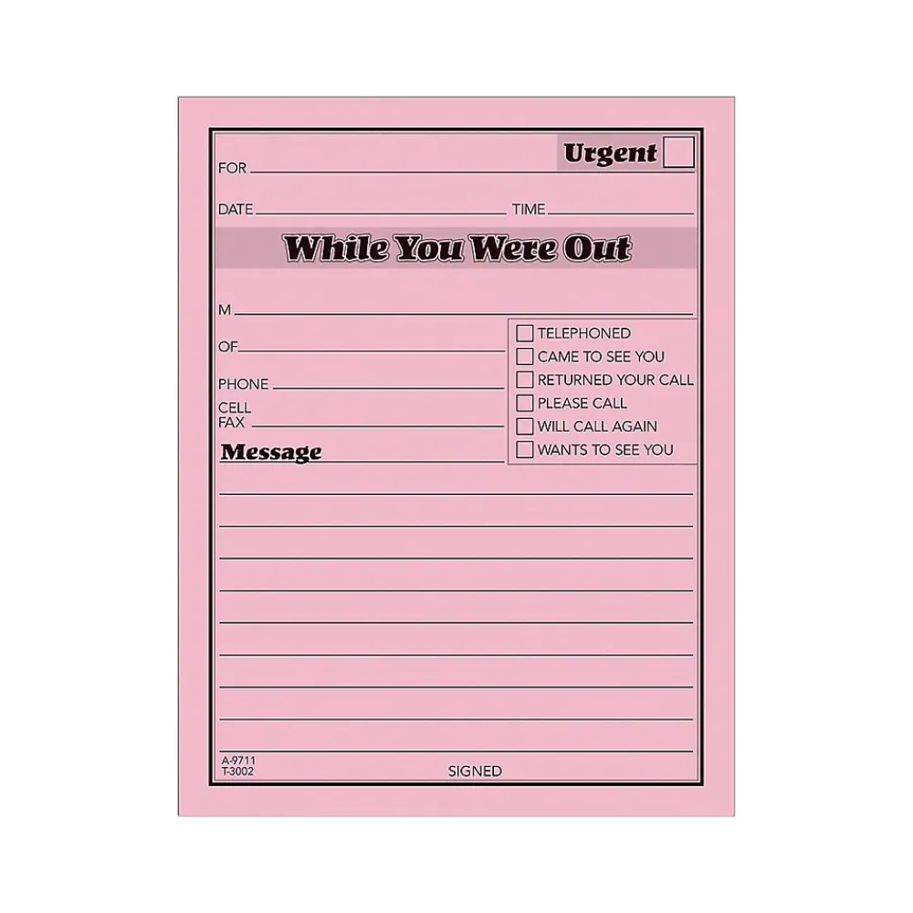 Notepads|Adams While You Were Out Message Pads, 4.25" x 5.5", Pink, 50 Sheets/Pad, 12 Pads/Pack (9711D)