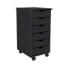 Storage Cabinets*Adeptus 25.8" Solid Pine Roll Cart with 6 Drawers, Matte Black (10016)