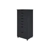 Storage Cabinets*Adeptus 40.28" Solid Pine Roll Cart with 8 Drawers, Matte Black (76169)