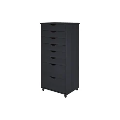 Storage Cabinets*Adeptus 40.28" Solid Pine Roll Cart with 8 Drawers, Matte Black (76169)