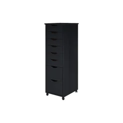 Storage Cabinets*Adeptus 40.28" Solid Pine Roll Cart with 8 Drawers, Matte Black (76171)