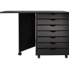 File Cabinets*Adeptus Drop Leaf 7-Drawer Lateral File Cabinet, Mobile, Specialty, Matte Black, 21.4" (76180)