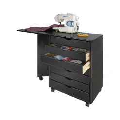 File Cabinets*Adeptus Drop Leaf 7-Drawer Lateral File Cabinet, Mobile, Specialty, Matte Black, 21.4