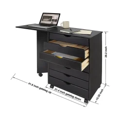 File Cabinets*Adeptus Drop Leaf 7-Drawer Lateral File Cabinet, Mobile, Specialty, Matte Black, 21.4