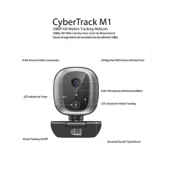 Clearance Adesso CyberTrack M1 HD 1080p Webcam, 2.1MP, Black (CYBERTRACK M1)