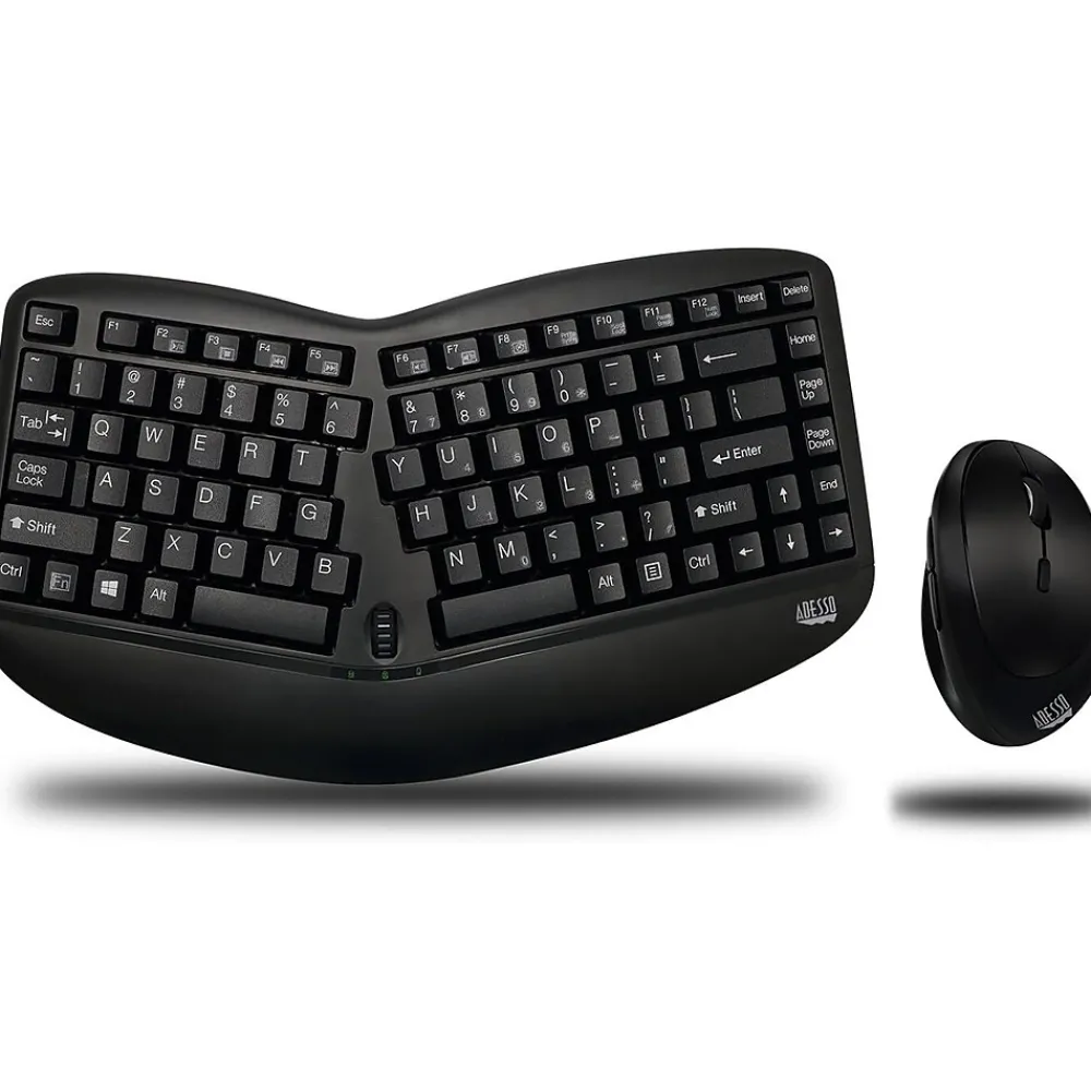 Discount Adesso Tru-Form Wireless Ergonomic Keyboard and Optical Mouse Combo, Black (WKB-1150CB)