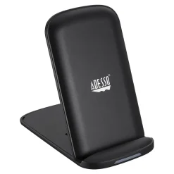 10W Max Qi-Certified 2-Coil Foldable Wireless Charging Stand for Qi Capable Devices, Black (AUH-1020)<Adesso Hot