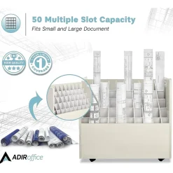 File Cabinets*AdirOffice 50-Slot Mobile Roll File, 28.5