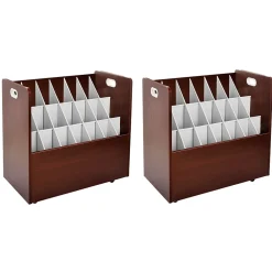 File Cabinets*AdirOffice 21-Slot Mobile Roll File, 28.5"H x 30"W x 15.75"D, Mahogany, 2/Pack (625-MA-2PK)