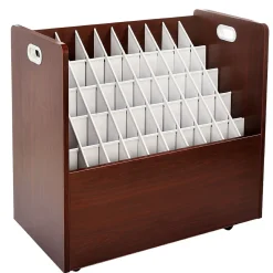 File Cabinets*AdirOffice 50-Slot Mobile Roll File, 28.5"H x 30"W x 15.75"D, Mahogany (626-MA-KIT1)