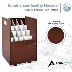 File Cabinets*AdirOffice 20-Slot Mobile Roll File, Lockable, 24.75