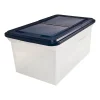 File Storage|Advantus Extra Capacity File Storage Box with Lid, Letter Size, Clear/Navy (AVT-55797)